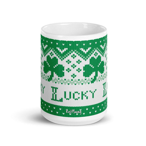 Shamrock Fair Isle Mug for Knitters, Knitting Mug, Knitter Gift, St. Patrick's Day Mug